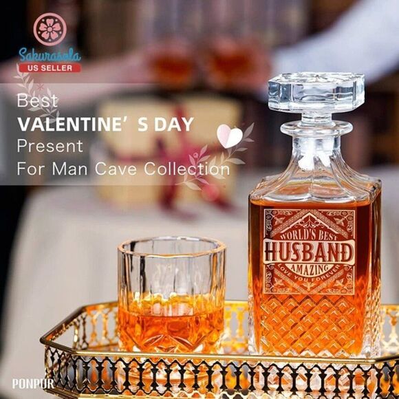 Gifts for Men Husband Decanter Set with 2 Whisky Glasses Cool Anniversary Father - Picture 5 of 8